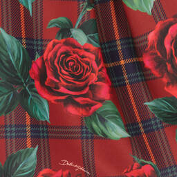 Dolce & Gabbana-Красное платье в клетку с розами | Childrensalon Outlet