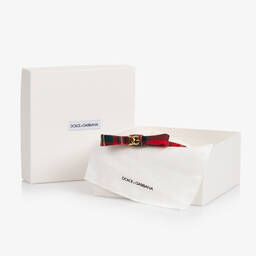 Dolce & Gabbana-Girls Red Tartan DG Bow Hairband | Childrensalon Outlet
