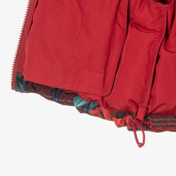 Dolce & Gabbana-Красный пуховик в клетку с розами | Childrensalon Outlet