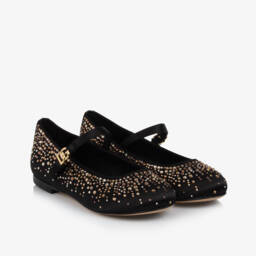 Dolce & Gabbana-Балетки из атласа с драгоценными камнями для девочек | Childrensalon Outlet