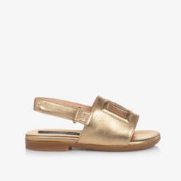 Dolce & Gabbana-Girls Shimmering Leather Strappy Sandals | Childrensalon Outlet