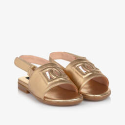 Dolce & Gabbana-Girls Shimmering Leather Strappy Sandals | Childrensalon Outlet