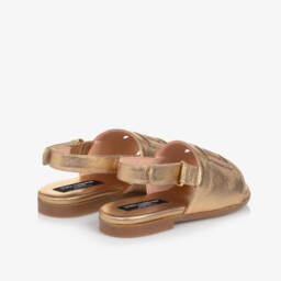 Dolce & Gabbana-Girls Shimmering Leather Strappy Sandals | Childrensalon Outlet