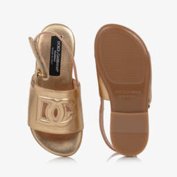 Dolce & Gabbana-Girls Shimmering Leather Strappy Sandals | Childrensalon Outlet