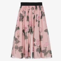 Dolce & Gabbana-Girls Silk Blossom Pink Trousers | Childrensalon Outlet