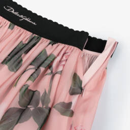 Dolce & Gabbana-Girls Silk Blossom Pink Trousers | Childrensalon Outlet