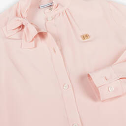 Dolce & Gabbana-Girls Silk Top with Pink Bow | Childrensalon Outlet