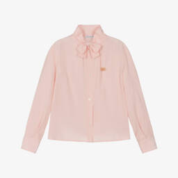 Dolce & Gabbana-Girls Silk Top with Pink Bow | Childrensalon Outlet