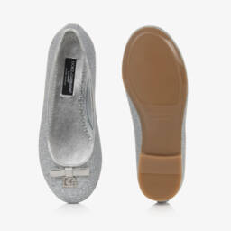 Dolce & Gabbana-Girls Silver Glitter Ballet Flats | Childrensalon Outlet