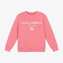 Dolce & Gabbana-Girls Soft Pink Cotton Jumper | Childrensalon Outlet