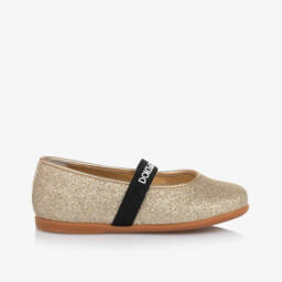 Dolce & Gabbana-Girls Sparkling Gold Leather Flats | Childrensalon Outlet