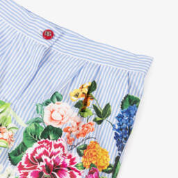 Dolce & Gabbana-Girls Striped Floral Cotton Shorts | Childrensalon Outlet