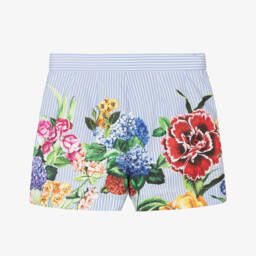 Dolce & Gabbana-Girls Striped Floral Cotton Shorts | Childrensalon Outlet