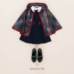 Dolce & Gabbana-Girls Tartan Hooded Rain Cape | Childrensalon Outlet