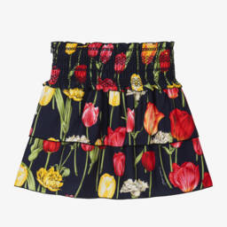 Dolce & Gabbana-Girls Tulip Patterned Navy Skirt | Childrensalon Outlet