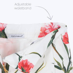 Dolce & Gabbana-Girls White Carnation Print Shorts | Childrensalon Outlet