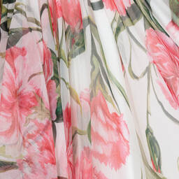 Dolce & Gabbana-Белое платье из шелка и шифона с гвоздиками | Childrensalon Outlet