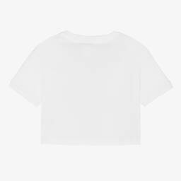 Dolce & Gabbana-Girls White Cotton DG Rhinestone T-Shirt | Childrensalon Outlet