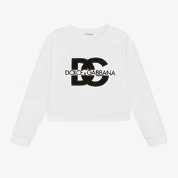 Dolce & Gabbana-Белый хлопковый свитшот DG для девочек | Childrensalon Outlet