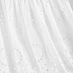 Dolce & Gabbana-فستان برودري انجليز قطن لون أبيض | Childrensalon Outlet