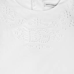 Dolce & Gabbana-فستان برودري انجليز قطن لون أبيض | Childrensalon Outlet