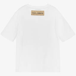 Dolce & Gabbana-Girls White Cotton T-Shirt  | Childrensalon Outlet