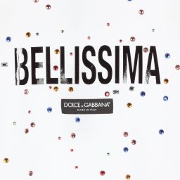 Dolce & Gabbana-Белая футболка со стразами для девочек | Childrensalon Outlet