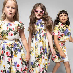 Dolce & Gabbana-Кремовая хлопковая блузка с цветами для девочек | Childrensalon Outlet