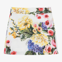 Dolce & Gabbana-Girls White Floral Cotton Skort | Childrensalon Outlet