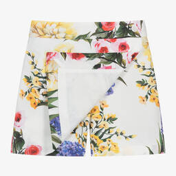 Dolce & Gabbana-Girls White Floral Cotton Skort | Childrensalon Outlet
