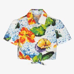 Dolce & Gabbana-Girls White Hydrangea Blouse | Childrensalon Outlet