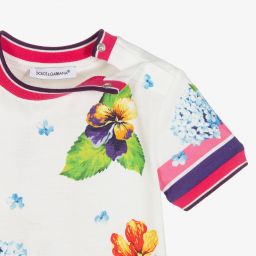 Dolce & Gabbana-تيشيرت قطن جيرسي لون أبيض للمولودات | Childrensalon Outlet