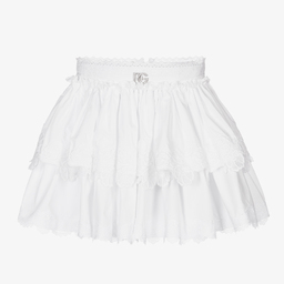 Dolce & Gabbana-Белая юбка с кружевной отделкой для девочек | Childrensalon Outlet