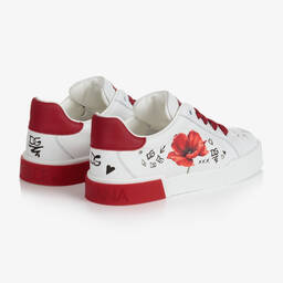 Dolce & Gabbana-Girls White Leather Poppy Trainers | Childrensalon Outlet