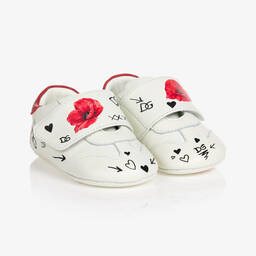 Dolce & Gabbana-Girls White Leather Pre-Walkers | Childrensalon Outlet
