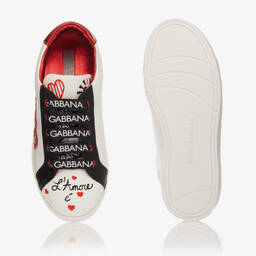 Dolce & Gabbana-Белые кожаные кроссовки для девочек | Childrensalon Outlet
