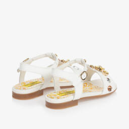 Dolce & Gabbana-Girls White Patent Crystal Sandals | Childrensalon Outlet