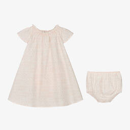 Dolce & Gabbana-Бело-розовое платье из хлопка для девочек | Childrensalon Outlet