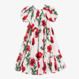 Dolce & Gabbana-Girls White Poplin Poppy Dress | Childrensalon Outlet
