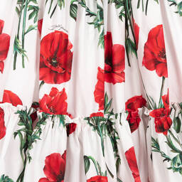 Dolce & Gabbana-Girls White Poplin Poppy Dress | Childrensalon Outlet