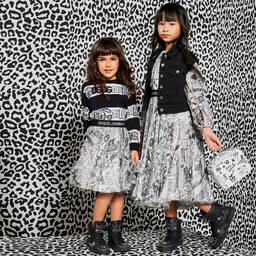 Dolce & Gabbana-Girls White Silk Graffiti Skirt | Childrensalon Outlet