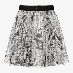 Dolce & Gabbana-Girls White Silk Graffiti Skirt | Childrensalon Outlet