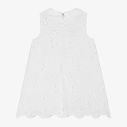 Dolce & Gabbana-Girls White Sleeveless Floral Dress | Childrensalon Outlet