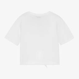 Dolce & Gabbana-Girls White Tie Front Cotton T-Shirt | Childrensalon Outlet