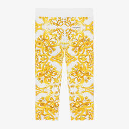 Dolce & Gabbana-Girls Yellow Cotton Majolica Leggings | Childrensalon Outlet