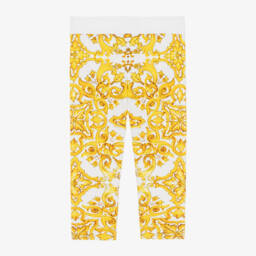 Dolce & Gabbana-Girls Yellow Cotton Majolica Leggings | Childrensalon Outlet