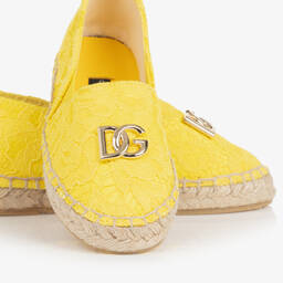 Dolce & Gabbana-اسبادريل دانتيل لون أصفر فاقع للبنات | Childrensalon Outlet