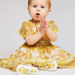 Dolce & Gabbana-Girls Yellow Majolica Leather Shoes | Childrensalon Outlet