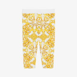 Dolce & Gabbana-Girls Yellow Majolica Pattern Cotton Leggings | Childrensalon Outlet