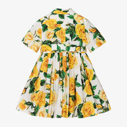 Dolce & Gabbana-فستان قميص قطن بوبلين لون أصفر | Childrensalon Outlet